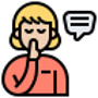 Image 1 of 2 Person with their finger to their lips and a speech bubble.