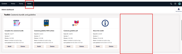Screenshot showing Admin tab without extra app