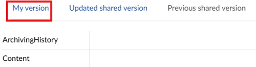 Screenshot of my version tab when using content share and edit