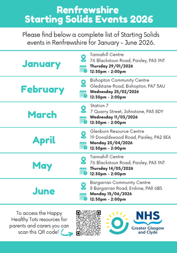 Renfrewshire Starting Solid Events 2026