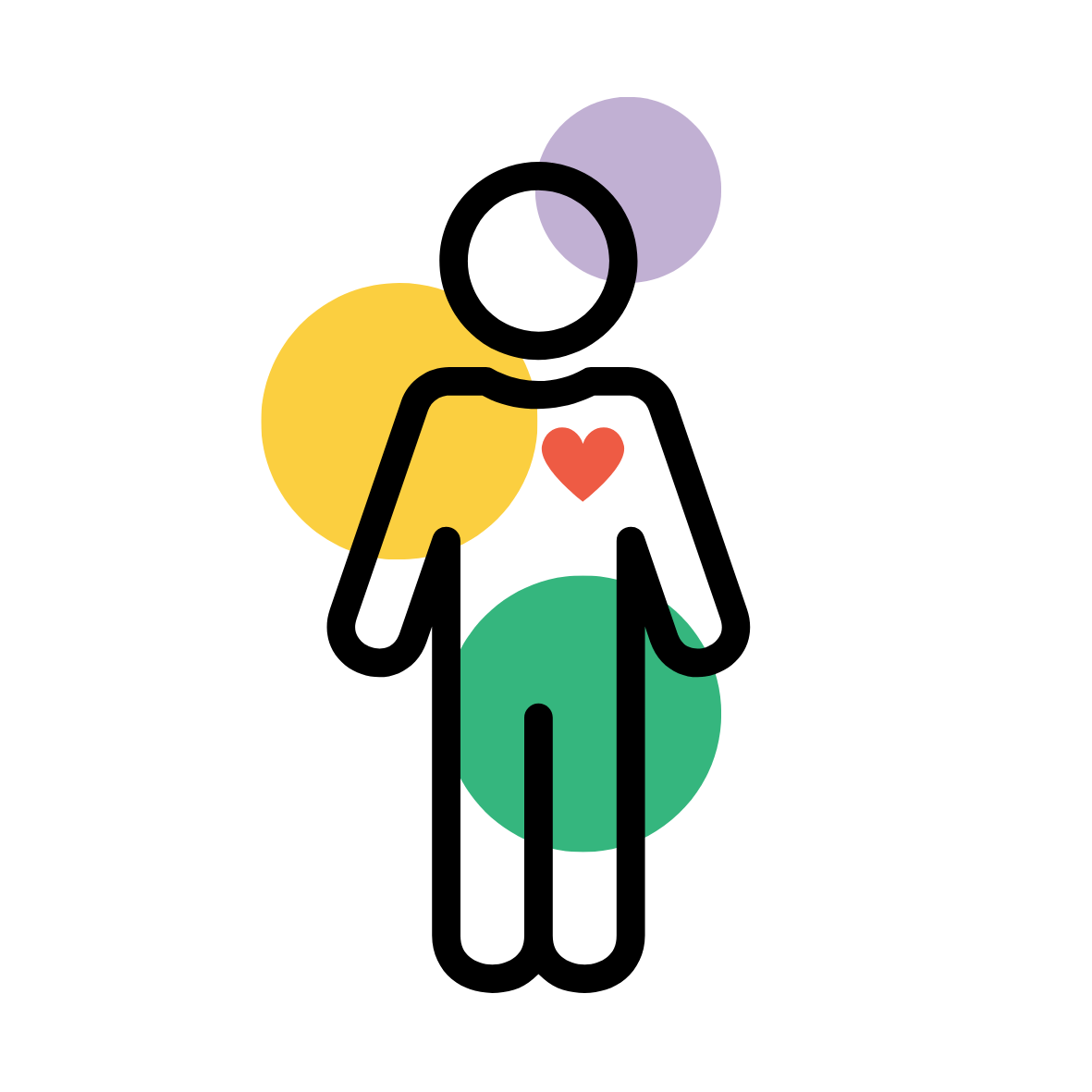 icon - outline of human body with image of heart