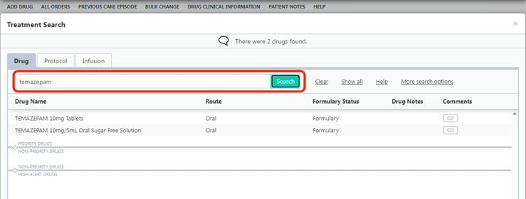 HEPMA stat dose Screen shot