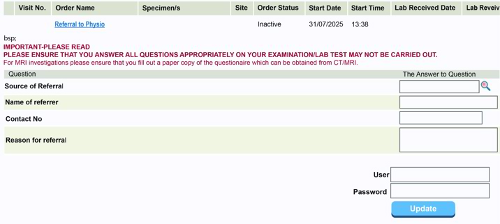Screenshot of Details referral screen