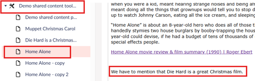 Screenshot of an edited version of a content page within the shared content area of the Right Decision Service platform