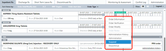 HEPMA suspend drug screen shot