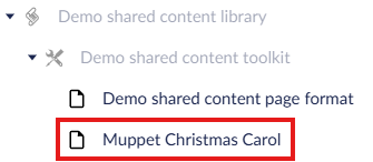 Screenshot of part of the shared content menu