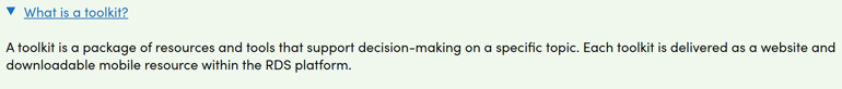 Toolkit definition on Right Decision Service website