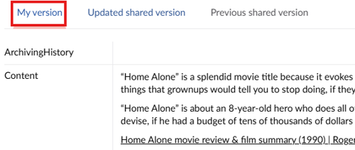Screenshot showing black text which will not be overwritten when shared content is imported into this page