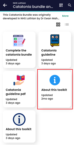 Mobile phone screenshot showing 5 toolkits