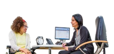 A woman talking with a doctor