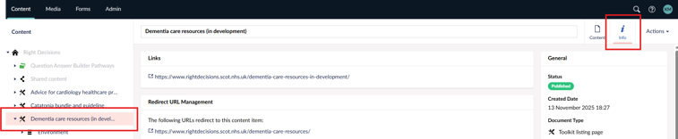 Screenshot of toolkit page and info button